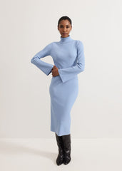 Kylie Blue Roll Neck Dress Pale Blue