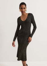 Tillie Lurex Flippy Hem Dress Gold