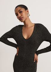 Tillie Lurex Flippy Hem Dress Gold