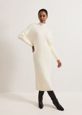 Cadie Cable Knit Dress Winter White