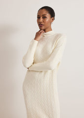 Cadie Cable Knit Dress Winter White