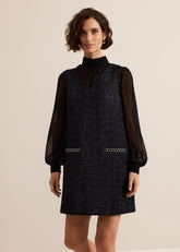 Sabine Navy Tweed Dress Navy