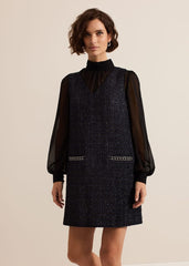 Sabine Navy Tweed Dress Navy