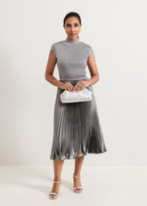 Jayla Metallic Knit Dress Silver
