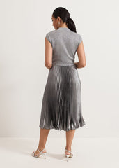 Jayla Metallic Knit Dress Silver