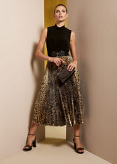Meloni Jersey Leopard Pleat Midi Dress Black Multi