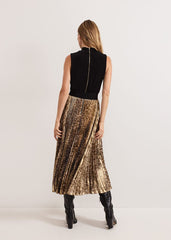 Meloni Jersey Leopard Pleat Midi Dress Black Multi