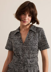 Lavinia Grey Tweed Wide Leg Jumpsuit Grey