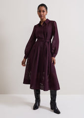 Natalie Burgundy Shirt Dress Burgundy