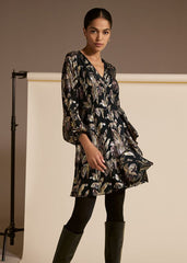 Amelia Navy Foil Wrap Dress Navy
