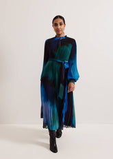 Petite Sophie Pleat Midi Dress Multi-Coloured