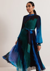 Petite Sophie Pleat Midi Dress Multi-Coloured