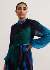 Petite Sophie Pleat Midi Dress Multi-Coloured