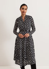 Petite Caitlin Black Printed Mesh Dress Black