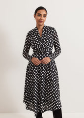 Petite Caitlin Black Printed Mesh Dress Black