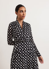 Petite Caitlin Black Printed Mesh Dress Black