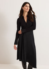 Valeria Black Satin Woven Dress Black
