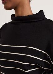 Skylar Stripe Funnel Neck Jumper Dress Black/Ivory