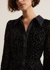 Esin Shimmer Shirt Dress Black
