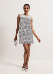 Lula Fringe Sequin Dress Silver