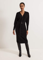 Dixie Batwing Zip Belted Dress Black