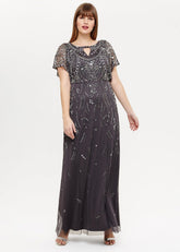 Desiree Beaded Maxi Dress Grey