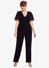 Salma Lace Wrap Jumpsuit Black