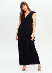 Lida Ruffle Maxi Dress Navy