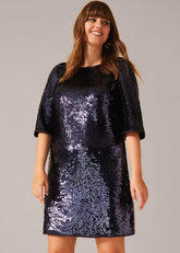 Martha Sequin Tunic Dress Blue