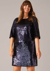 Martha Sequin Tunic Dress Blue