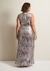 Daphne Sequin Maxi Dress Silver