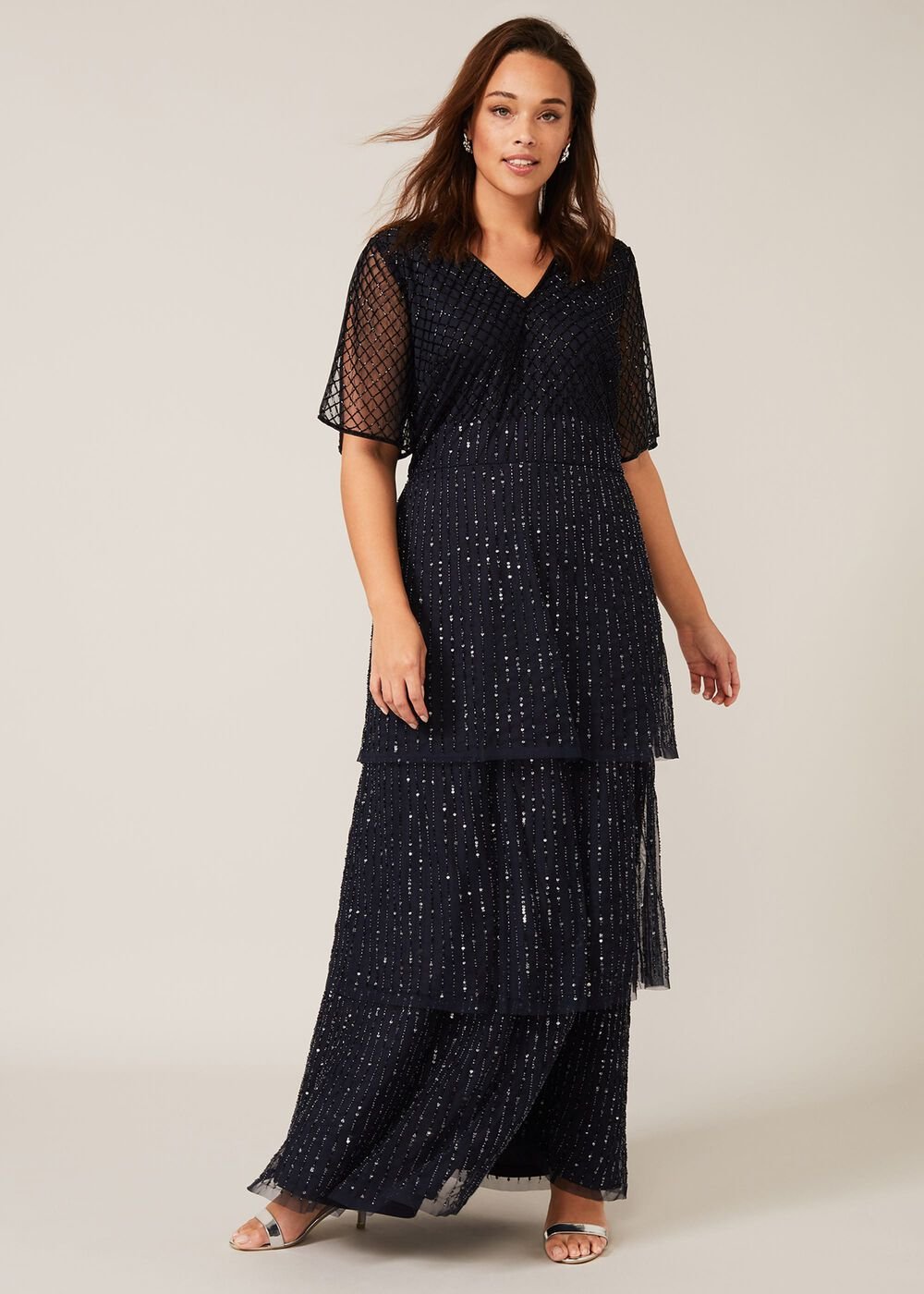 Sascha Beaded Maxi Dress Navy