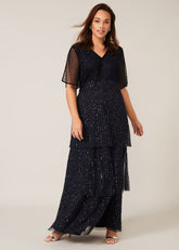 Sascha Beaded Maxi Dress Navy