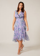 Anya Floral Frill Dress Lilac