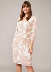 Lana Leaf Print Dress Ivory/Natural