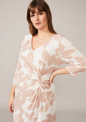 Lana Leaf Print Dress Ivory/Natural