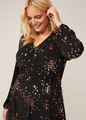 Giselle Foil Dress Black/Gold