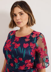 Lottie Embroidered Dress Navy Multi