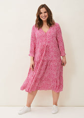Sadie Printed Swing Dress Hot Pink