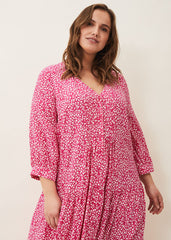 Sadie Printed Swing Dress Hot Pink