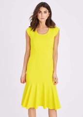 Abree Fitted Peplum Hem Dress Yellow