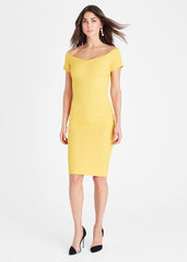 Angalina Off Shoulder Dress Mustard
