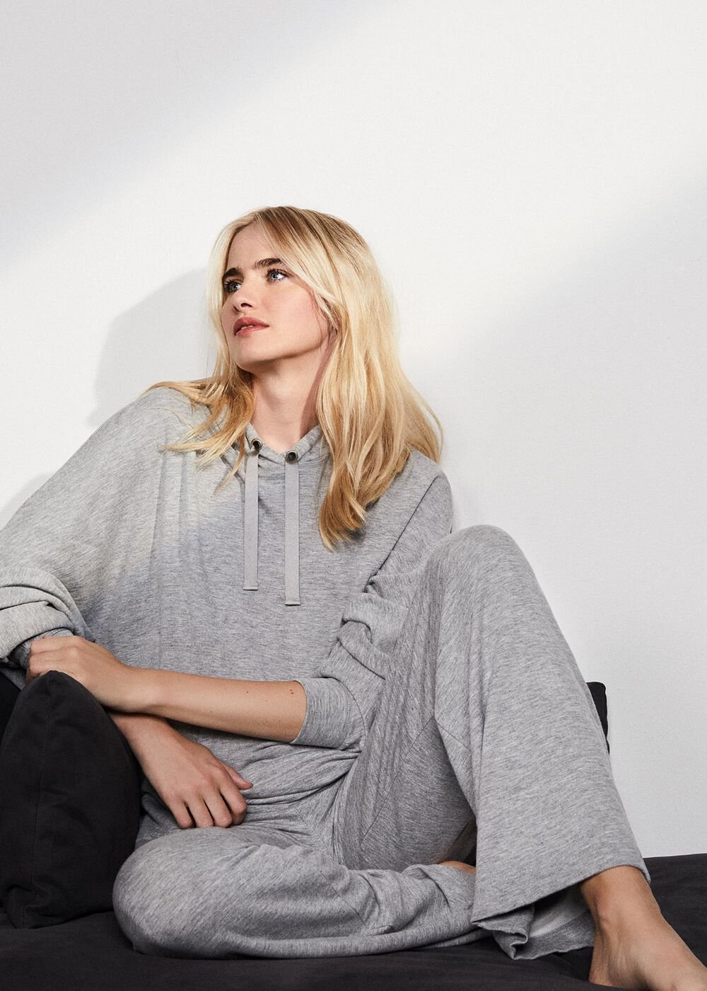 Hooded Sweat Top Grey Marl