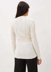 Deona Ribbed Wrap Top Cream
