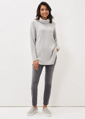 Nico Asymmetric Textured Jersey Top Grey