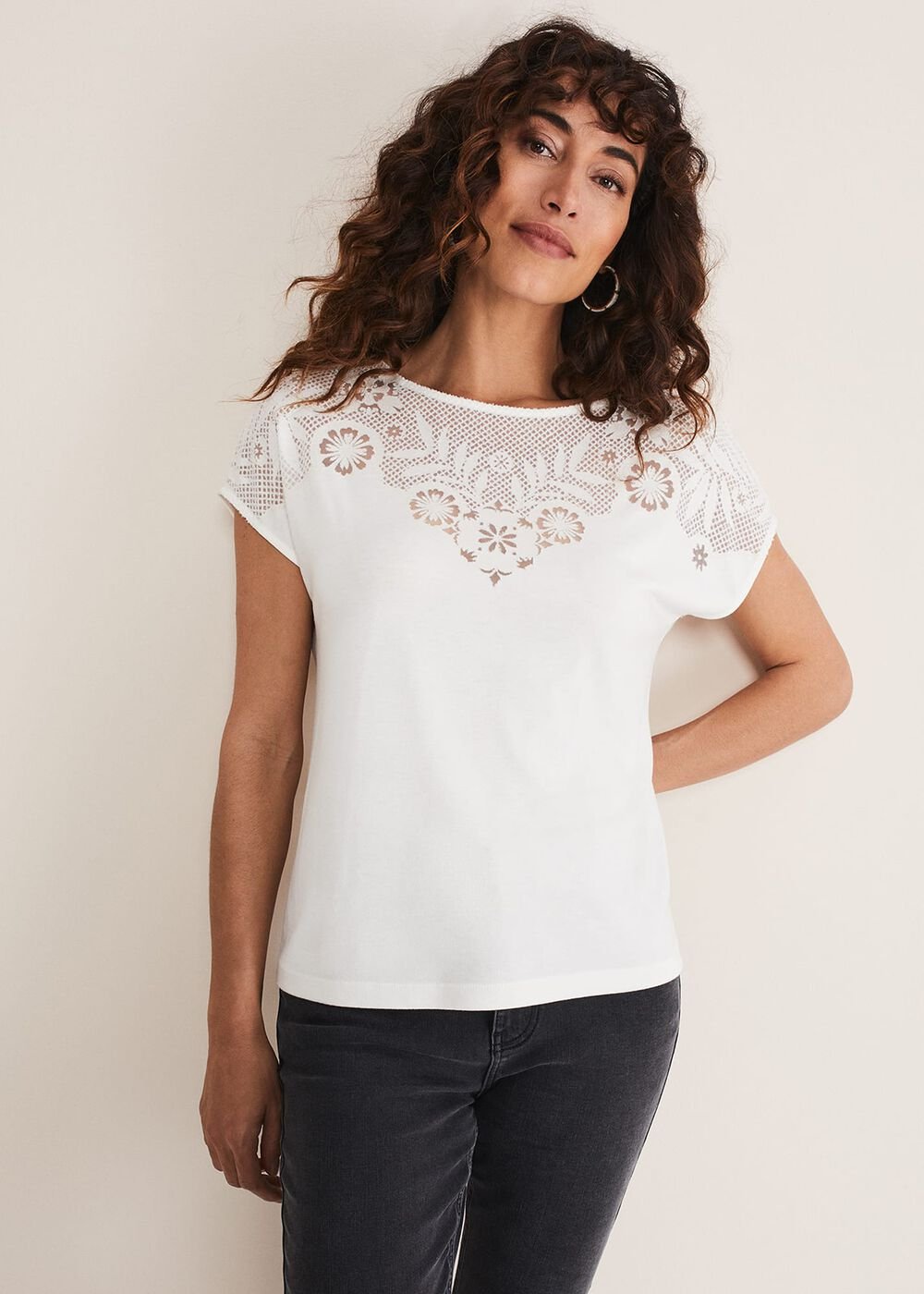Ulla Placement Burnout Top Ivory