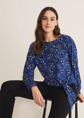 Felisity Star Tie Top Blue