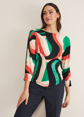 Nathalie Swirl Print Top Multi-Coloured