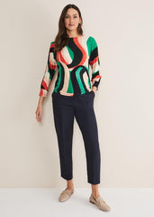 Nathalie Swirl Print Top Multi-Coloured