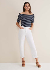 Taylah Striped Bandeau Top Navy/Ivory